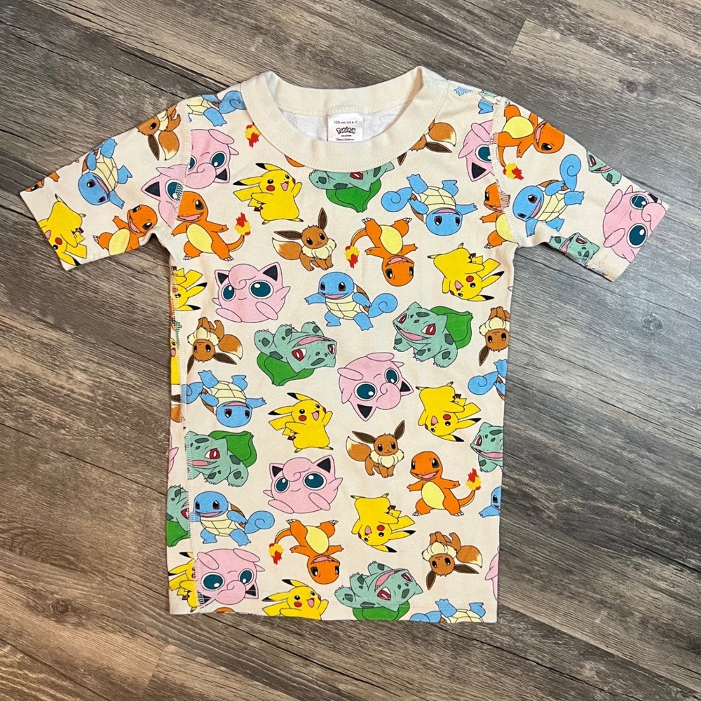 Rare‎ Hanna Andersson Pokémon Shirt Size 120 6-7 Pikachu Eevee All Over Print